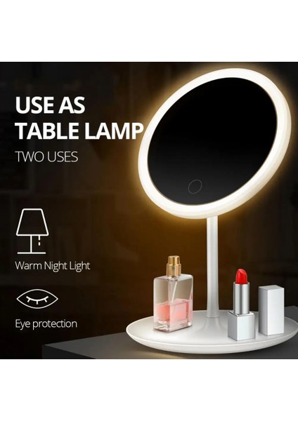 02 Öğrenci Yurdu Masaüstü LED Makyaj Aynası 3 Açık Renk Masaüstü Makyaj Masası Aynası Akıllı Dokunmatik Dimmer Ayarlanabilir (Yurt Dışından) modelleri