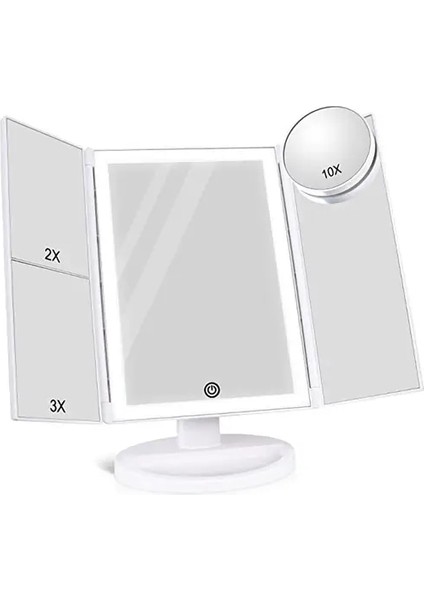 No 1 LED Katlanır Makyaj Aynası Masaüstü Aydınlık Üç Katlı LED Masaüstü Makyaj Aynası Işık Aynası ile LED (Yurt Dışından)