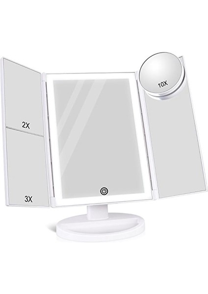 No 1 LED Katlanır Makyaj Aynası Masaüstü Aydınlık Üç Katlı LED Masaüstü Makyaj Aynası Işık Aynası ile LED (Yurt Dışından) fiyatları
