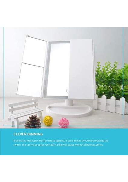 No 1 LED Katlanır Makyaj Aynası Masaüstü Aydınlık Üç Katlı LED Masaüstü Makyaj Aynası Işık Aynası ile LED (Yurt Dışından) modelleri