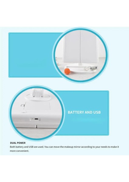 No 1 LED Katlanır Makyaj Aynası Masaüstü Aydınlık Üç Katlı LED Masaüstü Makyaj Aynası Işık Aynası ile LED (Yurt Dışından) fırsatları