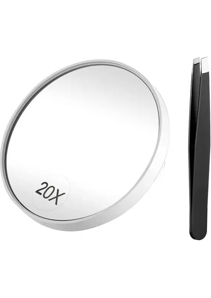 Beyaz 20X Büyüteçli Makyaj Aynası Banyo Makyaj Aynası Yuvarlak Küçük Makyaj Tıraş Aynası Seti 20/10X Büyüteç Ayna ile Banyo Için (Yurt Dışından)