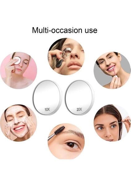 Beyaz 20X Seyahat Makyaj Aynası Yuvarlak Küçük Makyaj Tıraş Aynası Seti 20/10X Vantuzlu Büyüteç Ayna Banyo Seyahat Için (Yurt Dışından) fırsatları