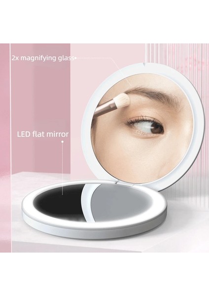 Minimalist Beyaz Yuvarlak Yaratıcı Makyaj Aynası LED Taşınabilir Mini El Küçük Ayna Işık Ayna ile Taşınabilir Akıllı Güzellik Aynası (Yurt Dışından) indirimleri