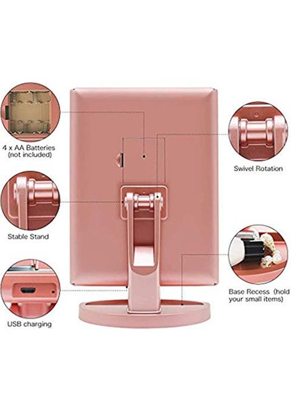 Gül Altın LED Işıkları ile Katlanır Ayna 3 Kat 22 Leds Makyaj Kozmetik Taşınabilir Ayna Makyaj Aracı Siyah (Yurt Dışından) fırsatları