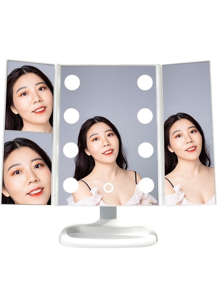 Siyah Espelhos Spiegel Specchio LED Espelho Com LED Büyütme 2x 3x 10X Büyütme 3 Yollu Üç Katlı Aynalar Vanity Akıllı LED Makyaj Aynası (Yurt Dışından)
