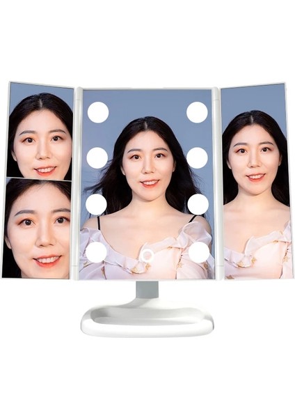Siyah Espelhos Spiegel Specchio LED Espelho Com LED Büyütme 2x 3x 10X Büyütme 3 Yollu Üç Katlı Aynalar Vanity Akıllı LED Makyaj Aynası (Yurt Dışından)