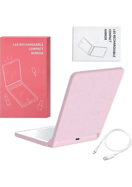 Kobi L210C Pembe Taşınabilir El Makyaj Aynası LED Makyaj Aynaları Işıkları ile 2x Büyüteç Kompakt Cep El Aynası Kadınlar Için Makyaj Araçları (Yurt Dışından)