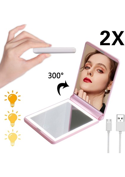 Kobi L210C Pembe Taşınabilir El Makyaj Aynası LED Makyaj Aynaları Işıkları ile 2x Büyüteç Kompakt Cep El Aynası Kadınlar Için Makyaj Araçları (Yurt Dışından) fiyatları