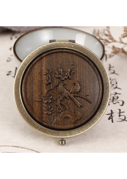 7 Klasik Oyma Çiçek Kuş Zarif Ayna Taşınabilir Yuvarlak Ahşap Oyma Çift Taraflı Seyahat Aynası Kadın Güzellik Aksesuarları (Yurt Dışından) indirimleri