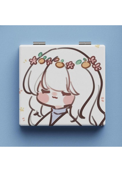 Kız Mini Katlanır Makyaj Aynası Pu Çift Taraflı Kalp Desen Kozmetik Ayna Taşınabilir El Cep Meydanı Yüksek Çözünürlüklü Ayna (Yurt Dışından)