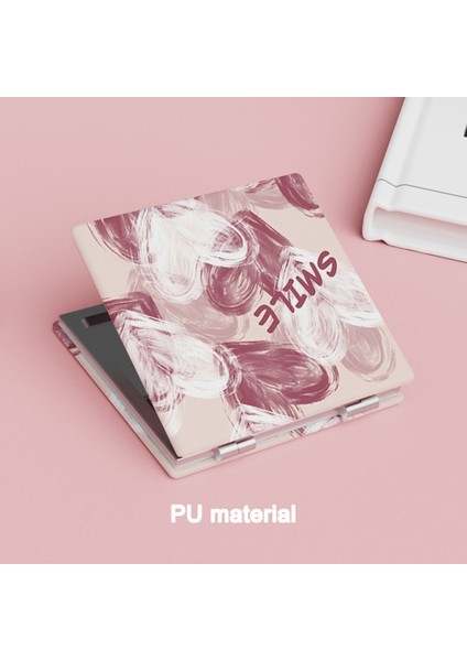 Kız Mini Katlanır Makyaj Aynası Pu Çift Taraflı Kalp Desen Kozmetik Ayna Taşınabilir El Cep Meydanı Yüksek Çözünürlüklü Ayna (Yurt Dışından) fırsatları