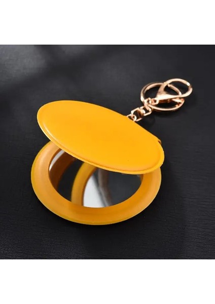 Altın Yuvarlak Mat Küçük Ayna Taşınabilir Mini Ayna Katlanır Çift Taraflı Ayna Pu Mat Altın El Makyaj Aynası (Yurt Dışından)