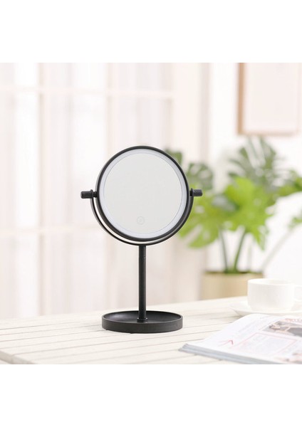 Siyah Mini LED Makyaj Aynası Taşınabilir Katlama Sökün ve Masaüstü El Düzenlenen Seyahat Aynası Dokunmatik Karartma Birleştirin (Yurt Dışından)