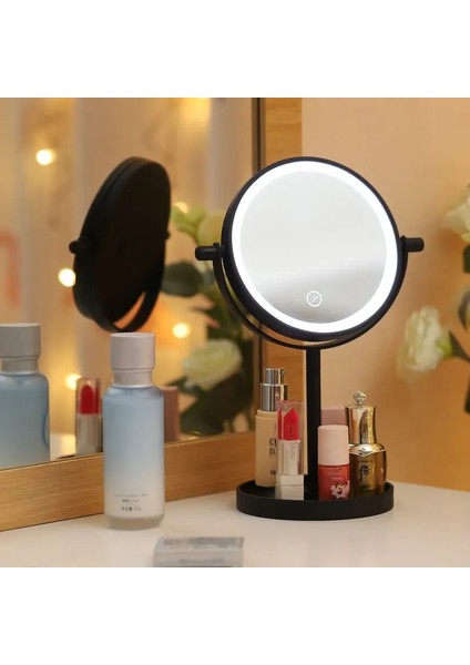 Siyah Mini LED Makyaj Aynası Taşınabilir Katlama Sökün ve Masaüstü El Düzenlenen Seyahat Aynası Dokunmatik Karartma Birleştirin (Yurt Dışından) indirimleri