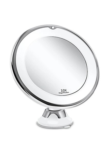LED Işıklı A Tipi Ayna Arkadan Aydınlatmalı 10X Artış Büyütme Kozmetik Yuvarlak Makyaj Vanity Yatak Odası Masa Makyaj Banyo Aynalama (Yurt Dışından)