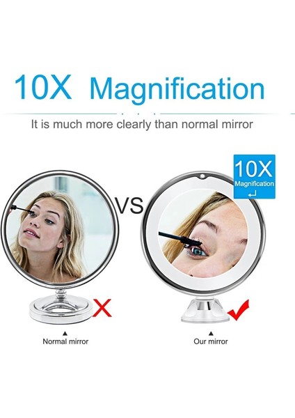 LED Işıklı A Tipi Ayna Arkadan Aydınlatmalı 10X Artış Büyütme Kozmetik Yuvarlak Makyaj Vanity Yatak Odası Masa Makyaj Banyo Aynalama (Yurt Dışından) modelleri