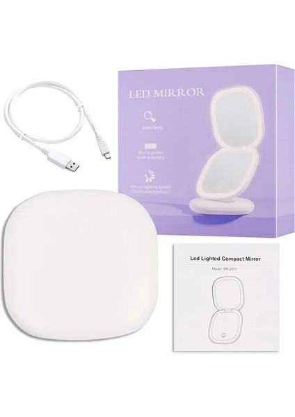 Kobi Çift Lamba W Mini Kompakt LED Makyaj Aynası Işıklı 5x Büyütmeli Küçük Cep Taşınabilir Seyahat Pembe Siyah Katlanabilir Kozmetik Makyaj Aynaları (Yurt Dışından)