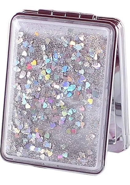 Gümüş Kare Makyaj Aynası Şık El Aynası Cep Aynası Kare ve Yuvarlak Şekil Cep Aynası Güzel Görünüm Makyaj Aynası Kız Mevcut (Yurt Dışından)