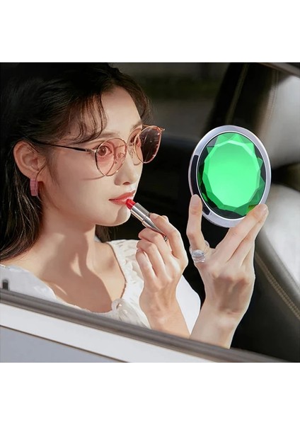 Mavi Kristal Lüks Kompakt Makyaj Aynası Mini Yuvarlak Cep Katlanır Makyaj Masası Aynaları Küçük Büyüteç Taşınabilir Seyahat Makyaj Aracı Hediye (Yurt Dışından) modelleri