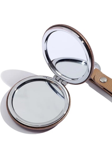 Altın Yuvarlak Mat Küçük Ayna Taşınabilir Mini Ayna Katlanır Çift Taraflı Ayna Pu Mat Altın El Makyaj Aynası (Yurt Dışından) modelleri