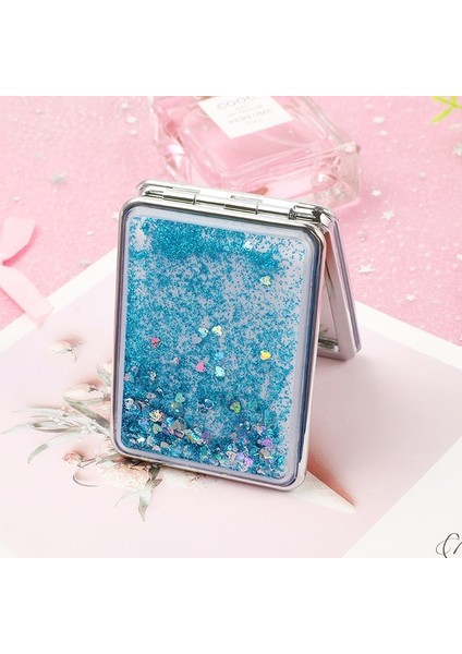 4 Katlanır Çift Taraflı Kozmetik Aynalar Akan Köpüklü Kum ile Kadın Hediyeler Için Mini Makyaj Aynası Kompakt Cep Aynaları Pembe (Yurt Dışından)