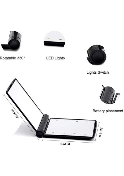 Beyaz 8led Işık Katlanır Makyaj Aynası Dokunmatik Ekran Karartma Akıllı Anahtar Çift Taraflı Hd Makyaj Masası Aynası Kadın Kızlar Seyahat Aynası (Yurt Dışından) fırsatları