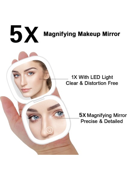 Kobi Çift Lamba W Mini Kompakt LED Makyaj Aynası Işıklı 5x Büyütmeli Küçük Cep Taşınabilir Seyahat Pembe Siyah Katlanabilir Kozmetik Makyaj Aynaları (Yurt Dışından) fırsatları