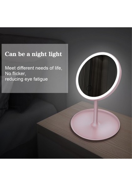 Pembe 3 Açık Renk Işıklı Makyaj Aynası Beyaz LED Gün Işığı Makyaj Aynası Çıkarılabilir/depolama Tabanı 3 Modlu Ayna Işıklı Hediye USB Kablosu (Yurt Dışından)