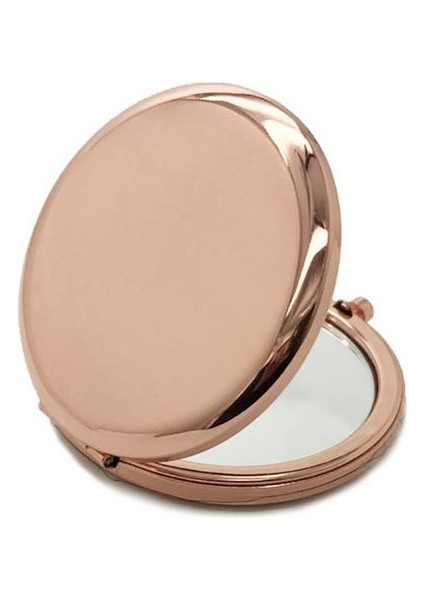 Gül Altın Ayna Metal Yuvarlak Taşınabilir Düz Renk Kılıf Çift Taraflı Açılır Cep Gül Altın Makyaj (Yurt Dışından)