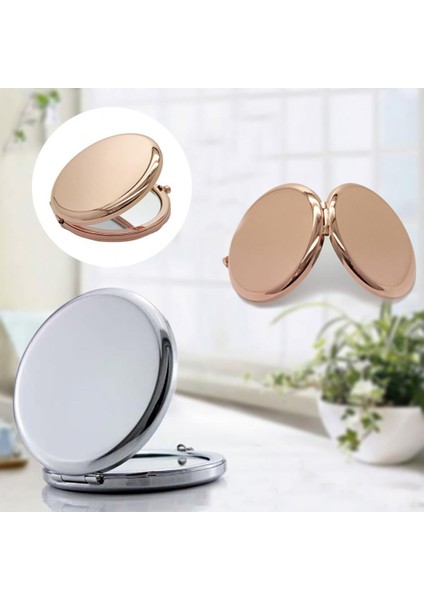Gül Altın Ayna Metal Yuvarlak Taşınabilir Düz Renk Kılıf Çift Taraflı Açılır Cep Gül Altın Makyaj (Yurt Dışından) fiyatları