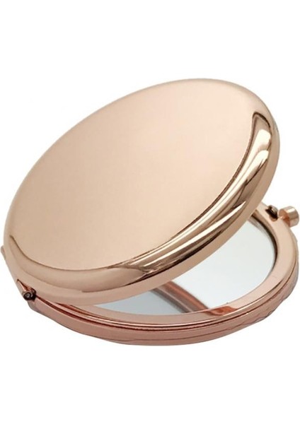 Gül Altın Ayna Metal Yuvarlak Taşınabilir Düz Renk Kılıf Çift Taraflı Açılır Cep Gül Altın Makyaj (Yurt Dışından) modelleri