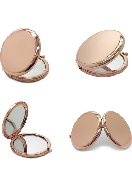 Gül Altın Ayna Metal Yuvarlak Taşınabilir Düz Renk Kılıf Çift Taraflı Açılır Cep Gül Altın Makyaj (Yurt Dışından) indirimleri