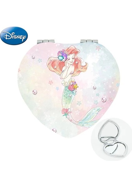 HGZ461 Disney Karton Kar Beyaz Makyaj Aynası Prenses Kalp Şeklinde Katlanır Mini Cep El Aynası 1x/2x Büyüteç Kız Hediye (Yurt Dışından)