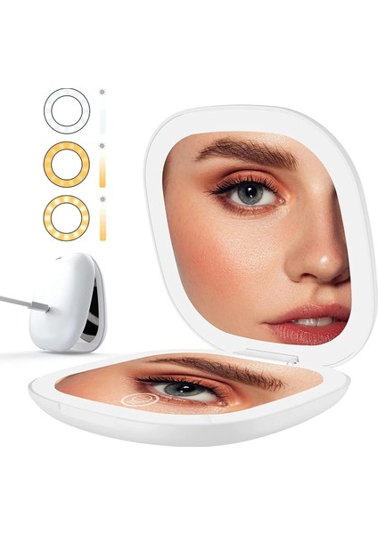 Yeşil Set Dokunmatik Ekran LED Makyaj Kompakt Ayna Çift Taraflı Seyahat Makyaj Aynası 1x/5x Büyütme Işıklı Kozmetik Katlanabilir Ayna (Yurt Dışından) fiyatları