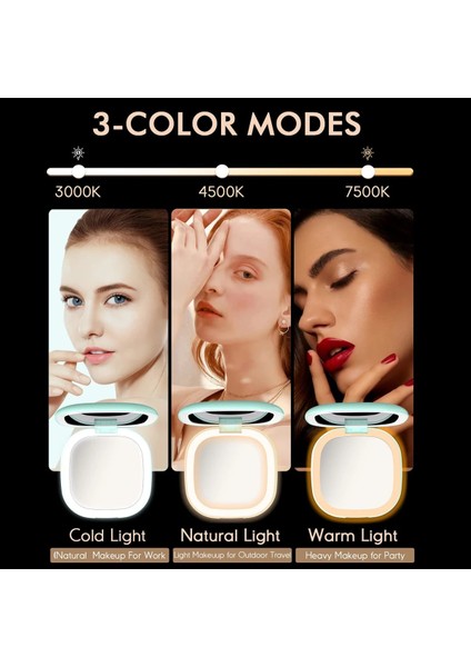 Yeşil Set Dokunmatik Ekran LED Makyaj Kompakt Ayna Çift Taraflı Seyahat Makyaj Aynası 1x/5x Büyütme Işıklı Kozmetik Katlanabilir Ayna (Yurt Dışından) fırsatları