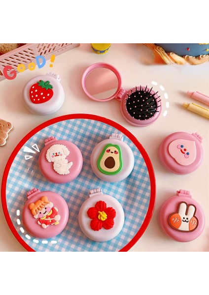 No.8 1 Adet Mini Sevimli Katlanır Hava Tarak Ayna ile Kompakt Cep Taşınabilir Seyahat Saç Fırçası Kozmetik Makyaj Aynası Kafa Masajı Relax (Yurt Dışından) indirimleri