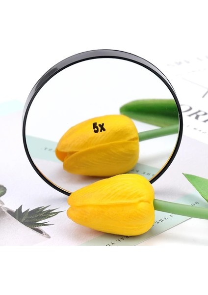 5x Makyaj Aynası 5/10/15X Büyüteçli Ayna Iki Vantuzlu Kozmetik Araçları Yuvarlak Ayna Büyütme (Yurt Dışından)