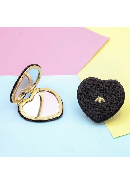 B-Pembe Taşınabilir Makyaj Aynası El Mini Kalp Çift Taraflı Katlanır Makyaj Masası Aynası Arı Kompakt Kozmetik El Aynaları Cep Seyahat (Yurt Dışından) modelleri