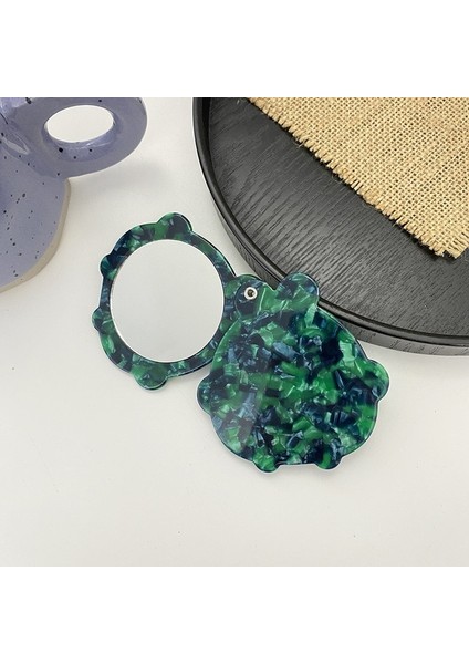 3 Retro Moda Asetat Levha Yuvarlak Makyaj Aynası Taşınabilir Kompakt Cep Kadınlar Kız Kozmetik Küçük Kompakt Aynalar (Yurt Dışından)