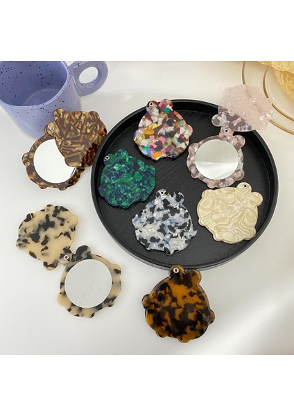 3 Retro Moda Asetat Levha Yuvarlak Makyaj Aynası Taşınabilir Kompakt Cep Kadınlar Kız Kozmetik Küçük Kompakt Aynalar (Yurt Dışından) fiyatları