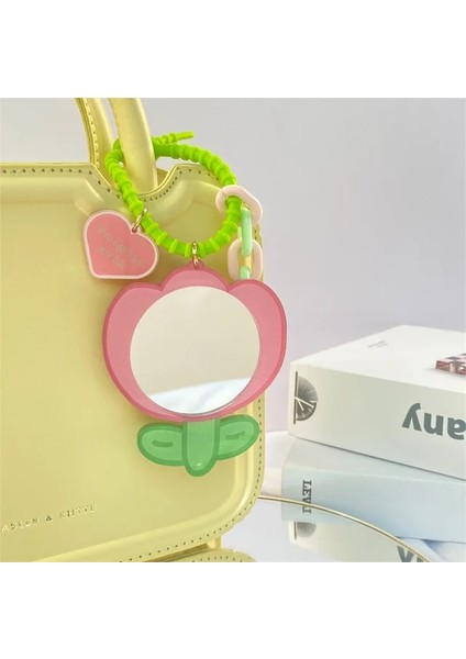 1 Sevimli Lale Çiçek Küçük Ayı Kozmetik Küçük Ayna Karikatür Anahtarlık Taşınabilir Makyaj Aynası Çantası Aksesuarları Kadın Kızlar Için (Yurt Dışından)