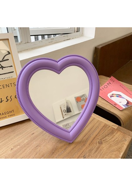 Pembe Küçük Kozmetik Ayna Dekoratif Ayna Kız Kalp Şeklinde Öğrenci Yurdu Ayna Taşınabilir Ev Küçük Ayna Standı Asılabilir (Yurt Dışından) fırsatları