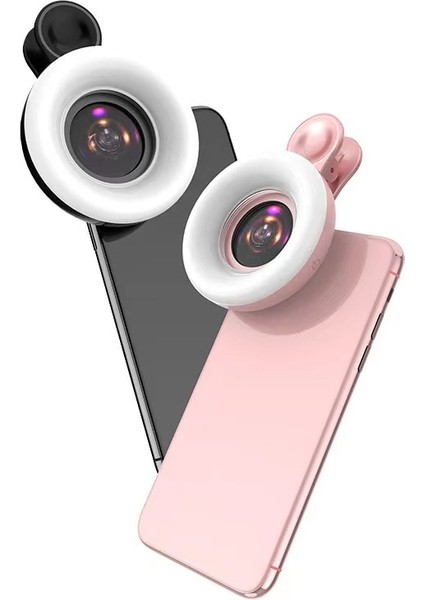 Beyaz Yeni Cep Telefonu Dolgu Işığı 15X Makro Lens Taşınabilir Selfie LED Halka Flaş Işığı Telefon Selfie Lambası Evrensel Halka Klipsi Işık (Yurt Dışından)