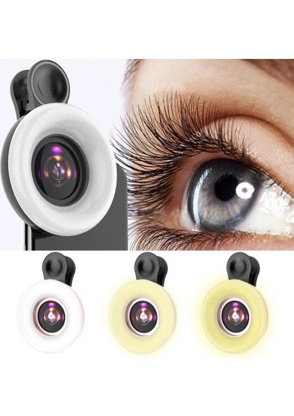 Beyaz Yeni Cep Telefonu Dolgu Işığı 15X Makro Lens Taşınabilir Selfie LED Halka Flaş Işığı Telefon Selfie Lambası Evrensel Halka Klipsi Işık (Yurt Dışından) indirimleri