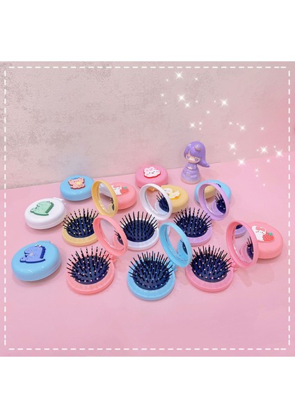 No.13 1 Pc Sevimli Karikatür Makyaj Tarak Ayna Katlanır Masaj Saç Fırçası Yuvarlak Mini Hava Yastığı Tarak Ayna Seyahat Tarak El Aynası (Yurt Dışından) modelleri