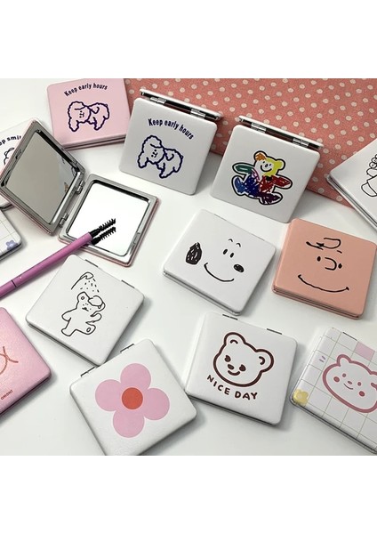 05 Makyaj Aynası Taşınabilir Büyüteç El Kare Makyaj Ayakta Vanity Katlanabilir Cep Aynası Sevimli Kompakt Kızlar (Yurt Dışından) fiyatları