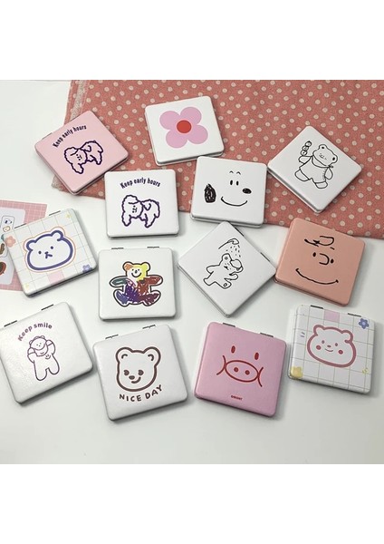 05 Makyaj Aynası Taşınabilir Büyüteç El Kare Makyaj Ayakta Vanity Katlanabilir Cep Aynası Sevimli Kompakt Kızlar (Yurt Dışından) modelleri