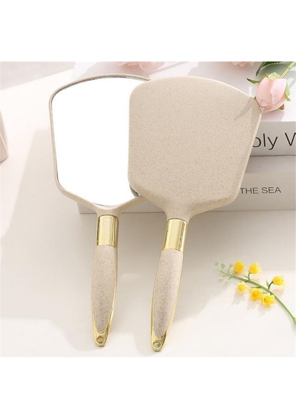 Bej-Yuvarlak Kadın Vintage El Makyaj Aynası El Aynası Makyaj Aynası Spa Salon Makyaj Vanity Saplı Kozmetik Kompakt Ayna 30 # (Yurt Dışından) modelleri