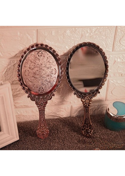 Gül Altın Yaratıcı Retro Oyma El Makyaj Masası Aynası Kadın Kolu Makyaj Aynası Taşınabilir Taşınabilir Küçük Yuvarlak Ayna Makyaj Araçları (Yurt Dışından) fiyatları
